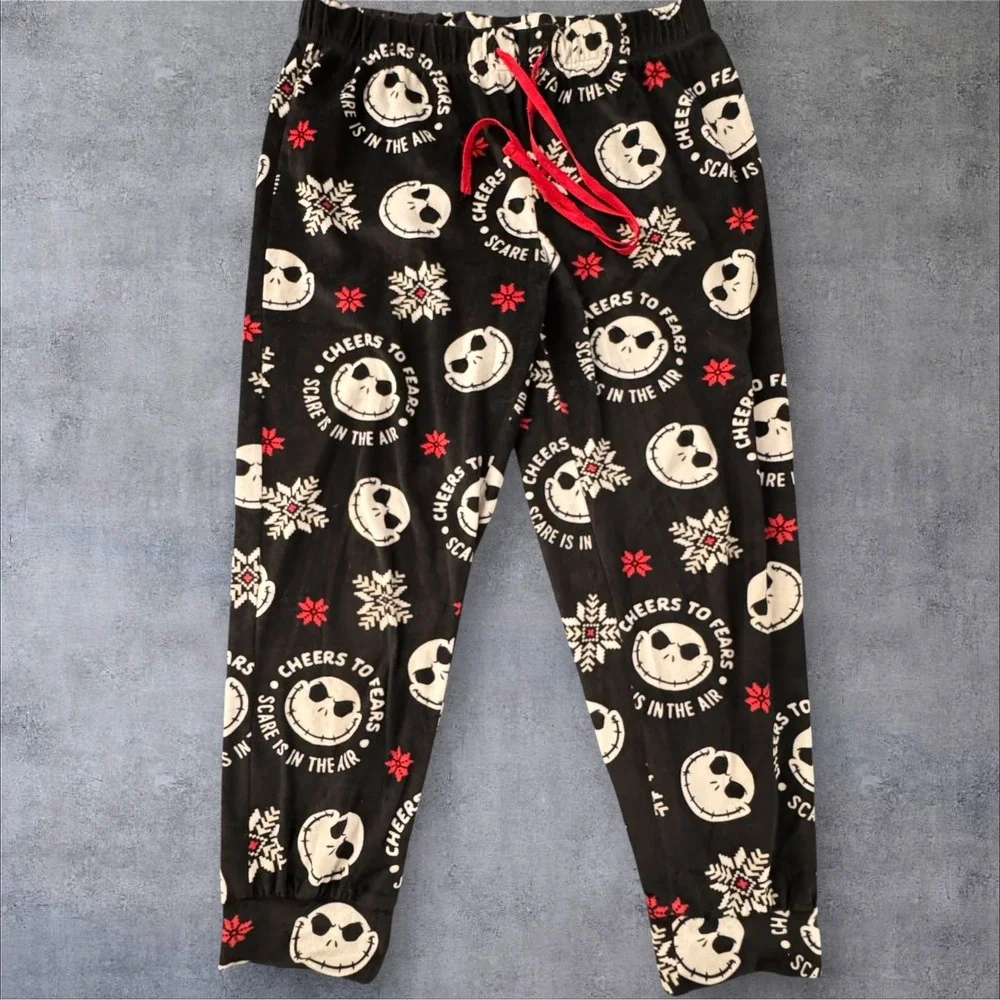 Disney Nightmare Before Christmas Pajama Pants Kids L Black Jack Skellington